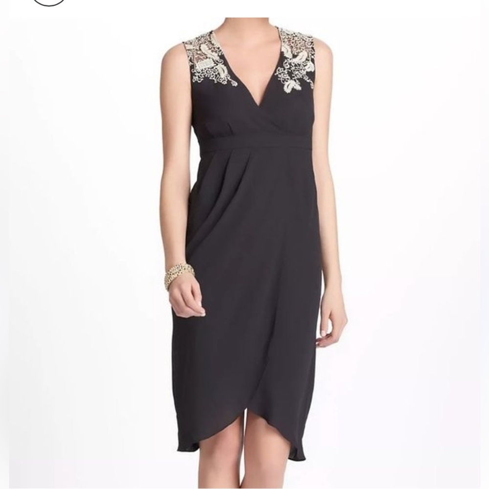 Anthropologie Meadow Rue Black Asymmetrical Wrap Cocktail Dress